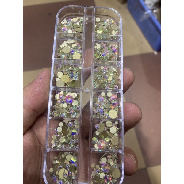 Khay đá Tiệp bảy màu,đá xà cừ mix size gắn móng trang trí
