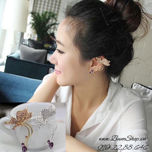 Hoa tai kẹp vành cẩn đá sang chảnh siêu xinh