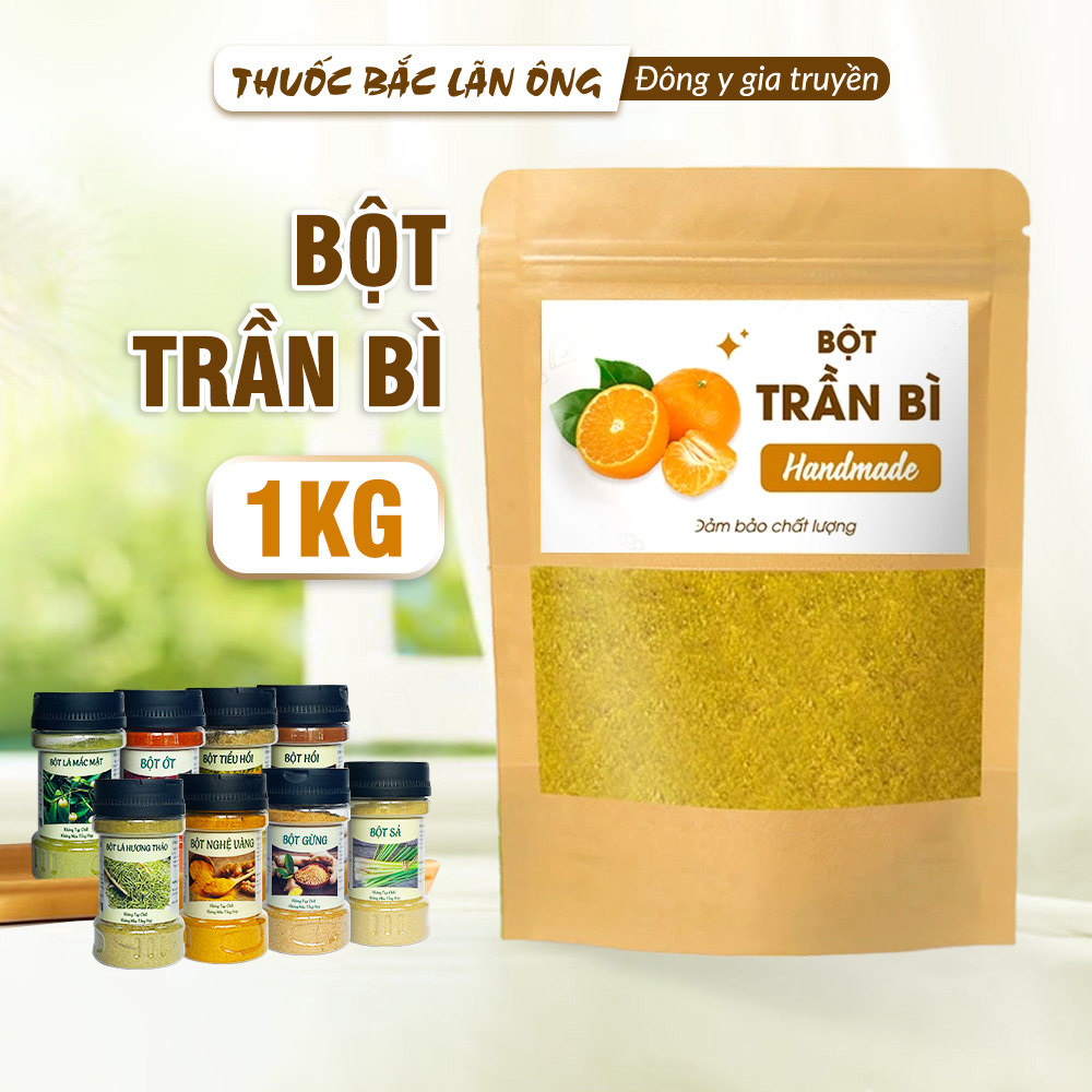 Bột trần bì 1kg, bột vỏ cam quýt, nguyên chất, thơm mịn, bột đắp mặt, pha uống giảm ho, tiêu đờm