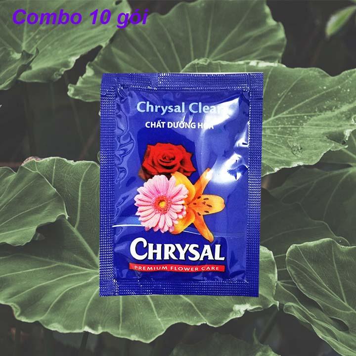 {10 gói} bột cắm hoa - bột hoà nước cắm hoa tươi lâu - Chrysal tinh chất dưỡng hoa tươi combo 10 gói