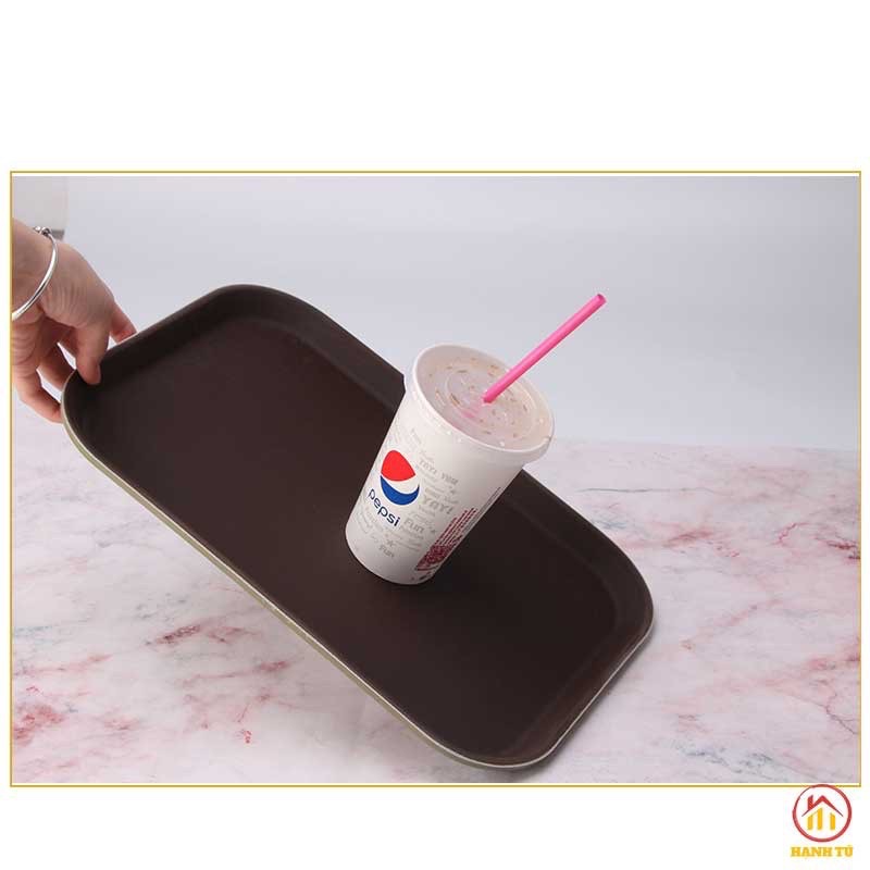 Khay chữ Nhật trống trơn trượt,khay bưng bê quán ba rơi không vỡ 30x40cm
