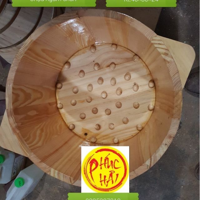 Chậu Gỗ Thông Ngâm Chân Thảo Dược - Đính Hạt