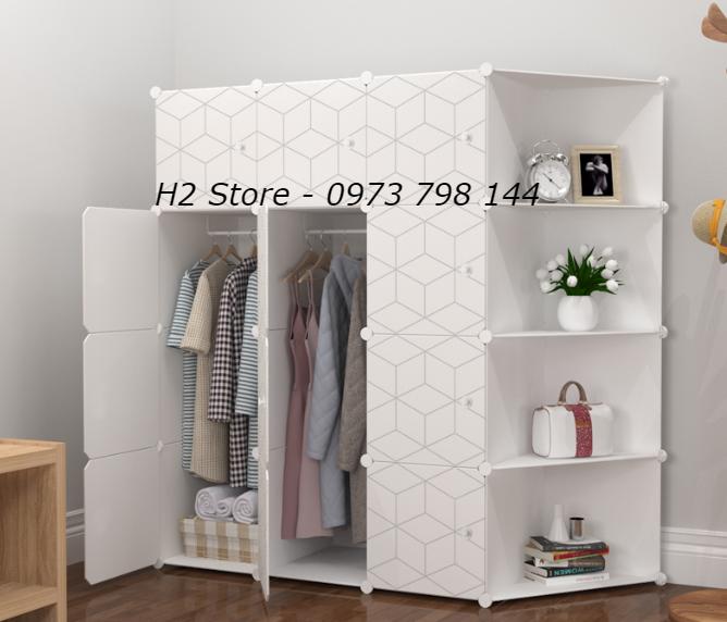 [SIÊU HOT] TỦ QUẦN ÁO BẰNG NHỰA LẮP GHÉP 16 Ô ( GỒM 4 KỆ GÓC) TRẮNG CỬA KẺ ĐỂ ĐỒ CHO BÉ ĐA NĂNG THÔNG MINH sâu 47cm