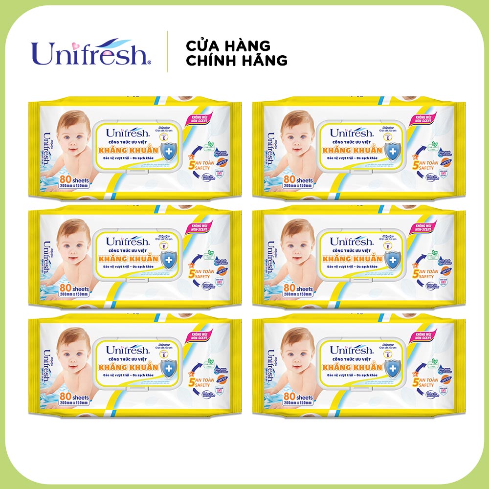 [Freeship] Combo 6 khăn ướt Unifresh (80 miếng)
