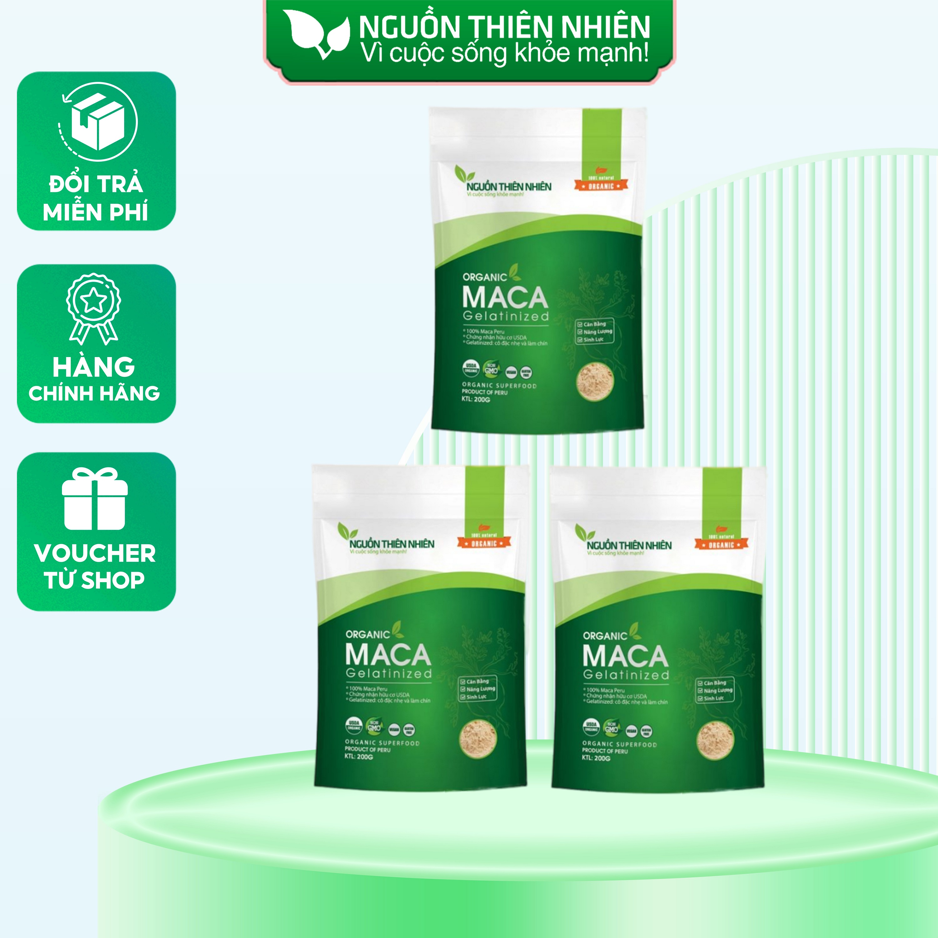 Combo 3 Túi Bột Sâm Maca Peru hữu cơ 200g NguồnThiên Nhiên