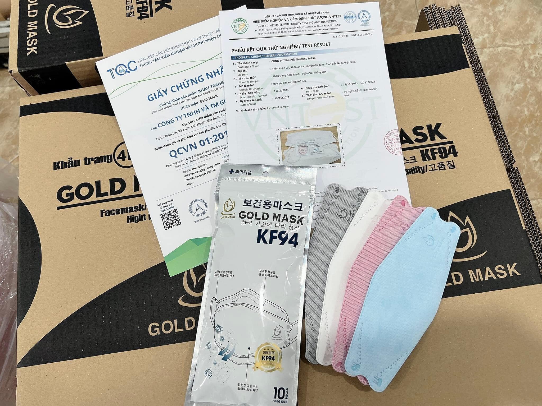 (Gói Lẻ 10 Cái) Khẩu Trang 4D Gold Mask KF94  Mềm Mịn Dày Dặn