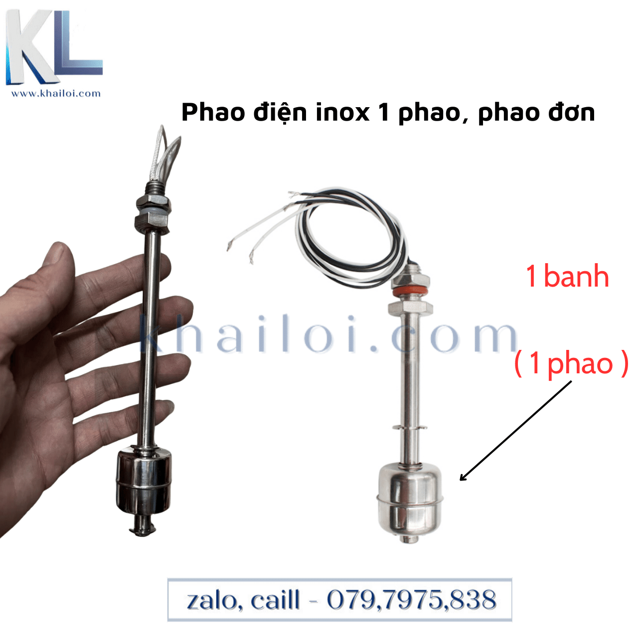 Phao điện inox phao đơn- Phao Thẳng