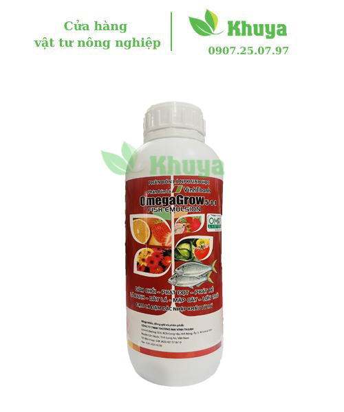 Phân bón lá npk sinh học omegagrow 5-1-1 loại 1 lít fish emulsion