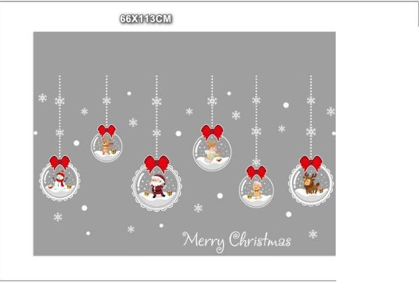 Decal trang trí tường Noel - Rèm Cầu Pha Lê Nơ Đỏ