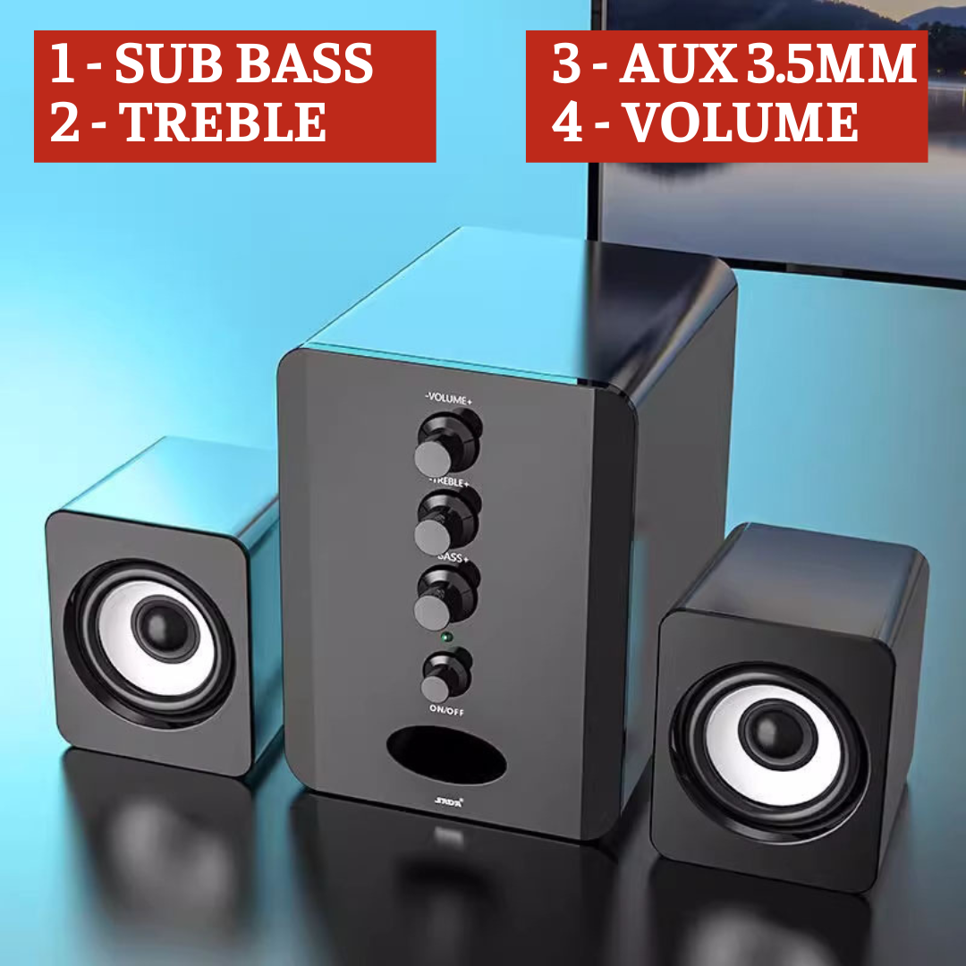 Loa Vi Tính Công Suất Lớn, Loa Nghe Nhạc, Dàn Loa Vi Tính KAW D202 Thiết Kế Nhỏ Gọn, Nghe Cực Chất