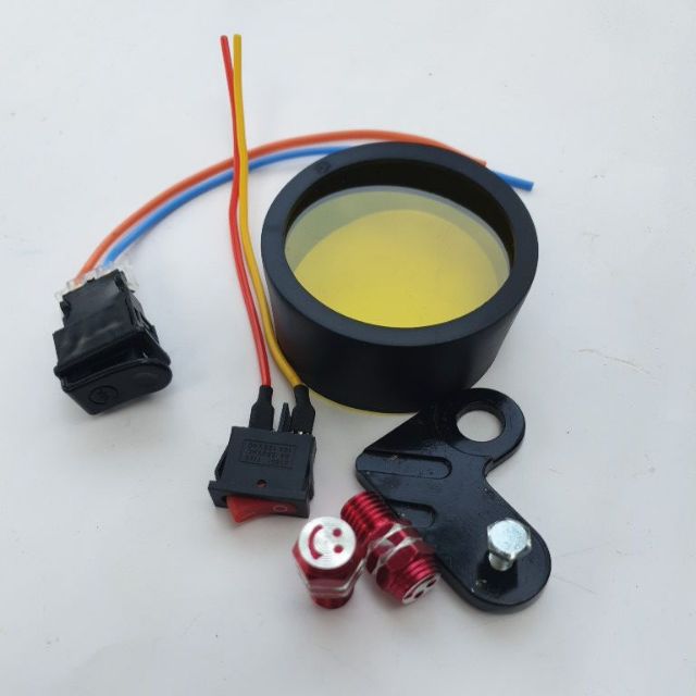 Combo Phụ kiện đèn trợ sáng len vàng, pát chữ L, công tắc on-off, pasing, ốc