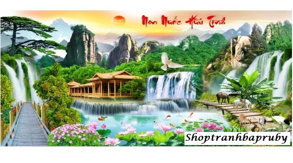 [HCM]Tranh đính đá phong cảnh Non Nước Hữu Tình kích thước lớn ✅160×80 cm -️ VS172