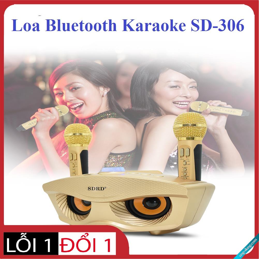 Loa sd 306 - loa karaoke bluetooth hình mắt cú, loa hình mắt cú tặng kèm 2 mic không dây cao cấp âm thanh cực hay super bass, phù hợp karaoke tại nhà, giảm giá sốc, bảo hành 1 đổi 1 toàn quốc