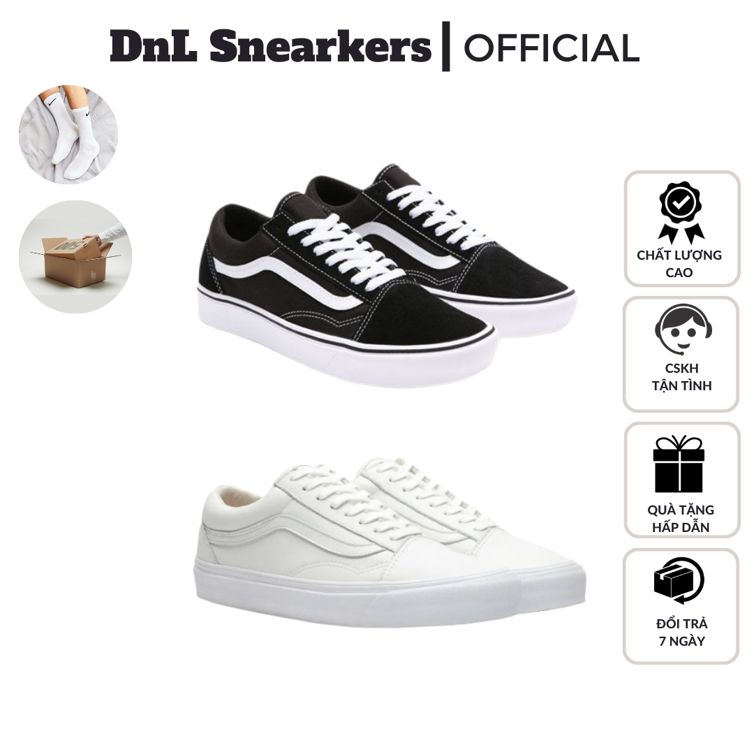 [FULL BOX] Giày thể thao sneaker Vans Old Skool Classic Black/White - Trắng/Đen