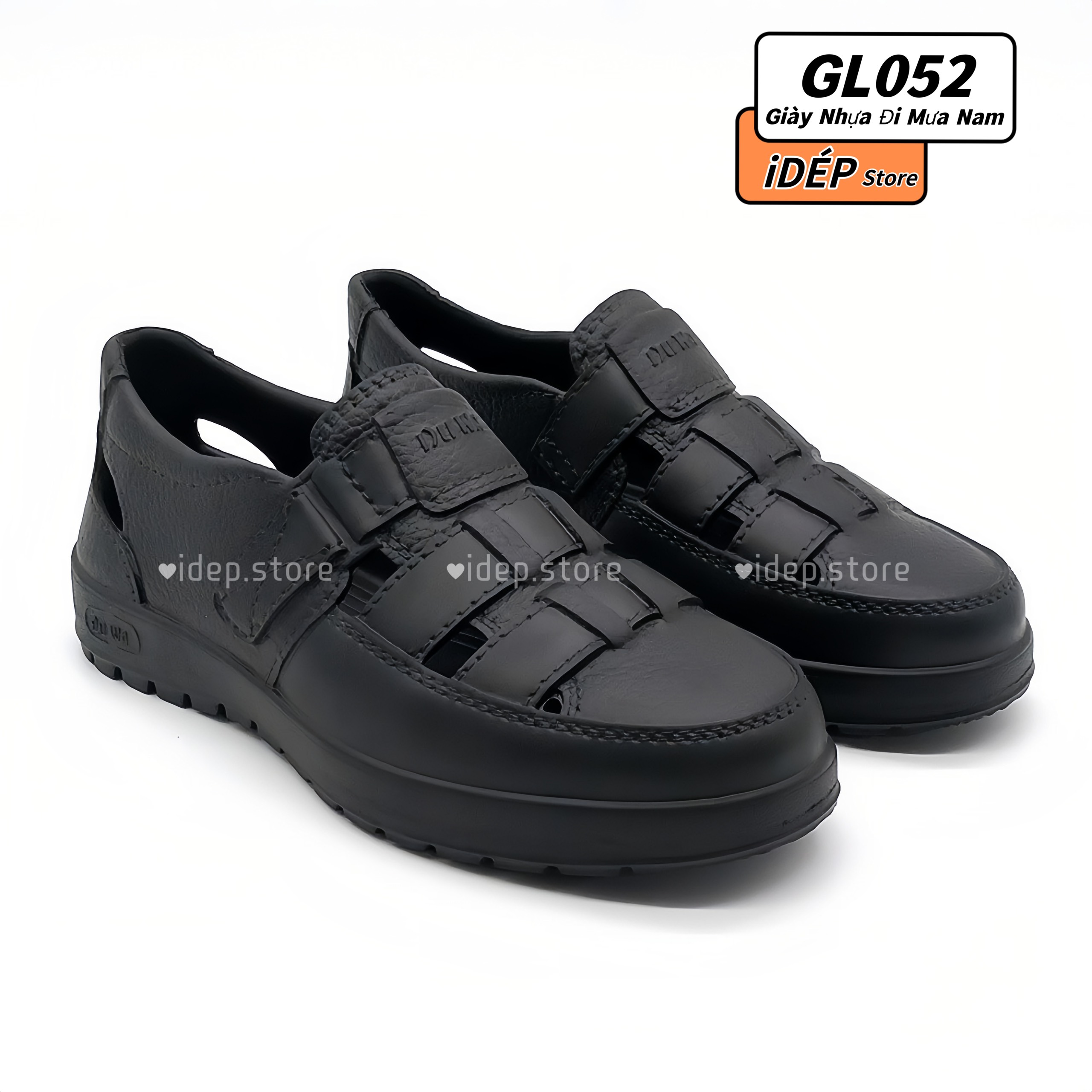Giày lười nam siêu nhẹ đi mưa đúc nguyên khối lỗ thoáng khí siêu bền duwa gl173 - idép hcm