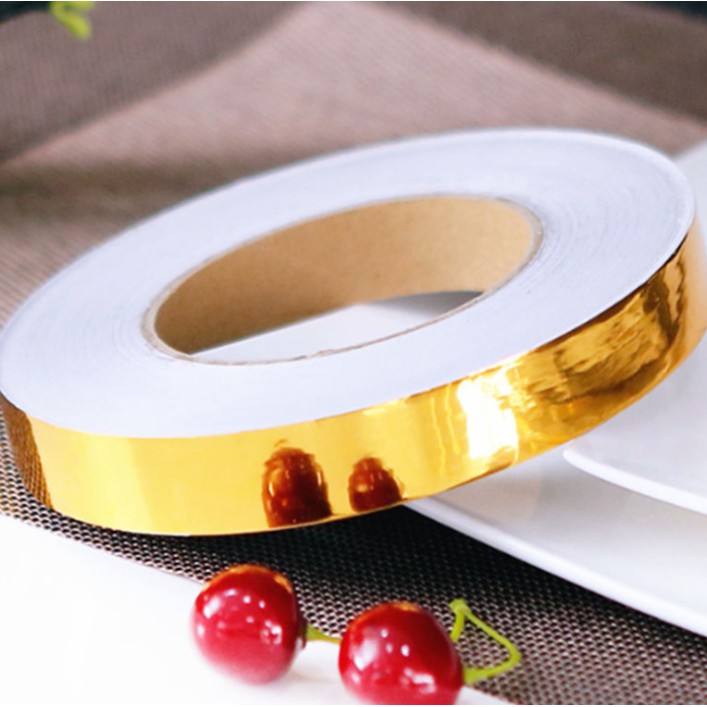 Cuộn 50m dài chỉ dán viền tường vàng bóng, bạc bóng