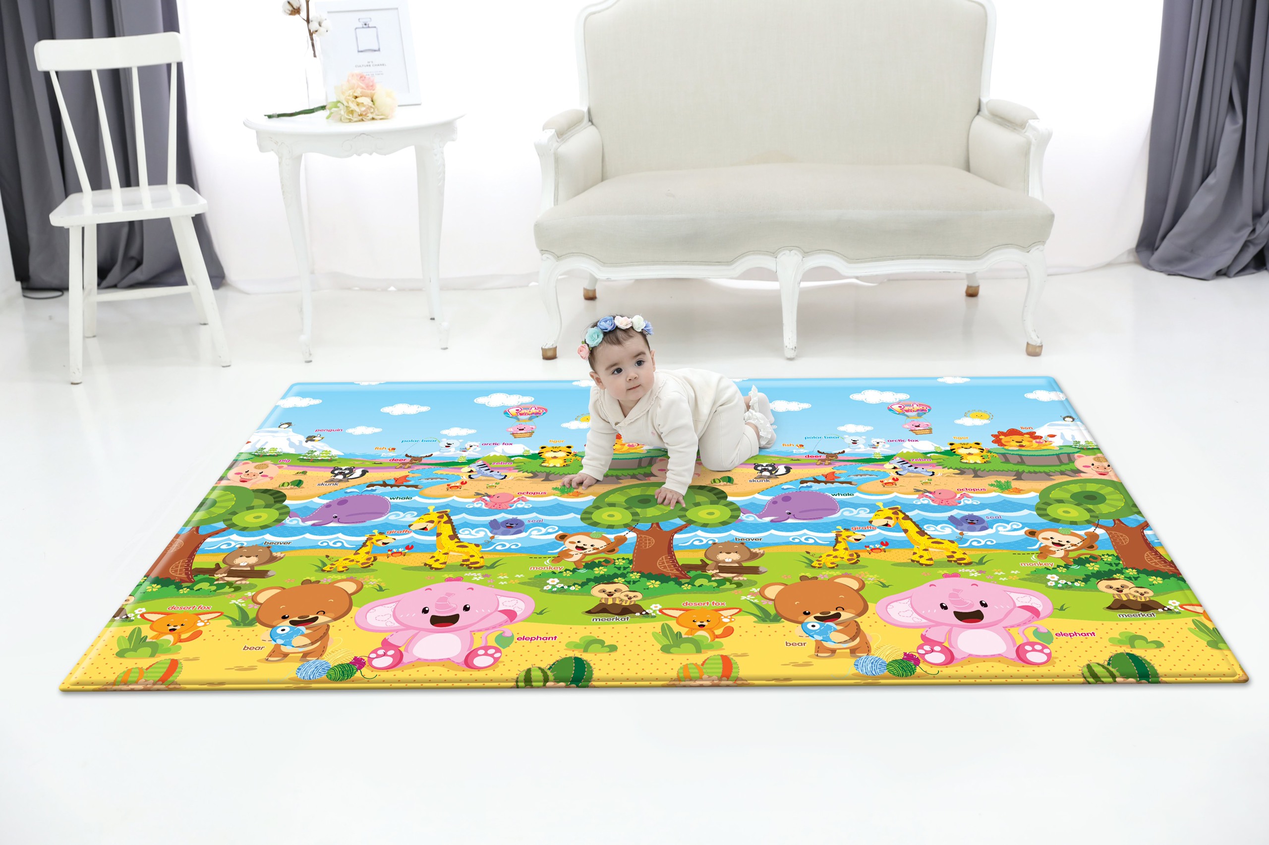 Thảm chơi cho trẻ em, Thảm Sillicon Dwinguler Hàn Quốc cao cấp size 210