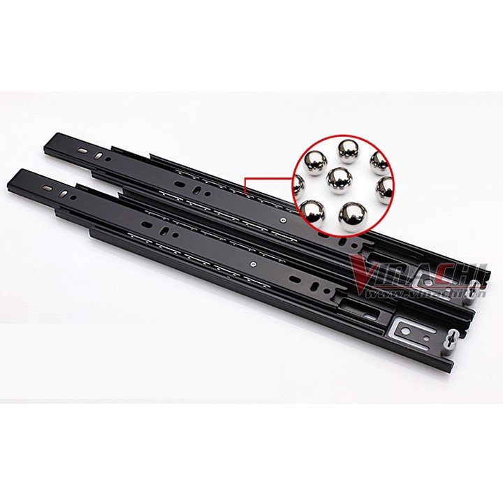 Ray Trượt Bi 3 Tầng Thép Sơn Tĩnh Điện Loại 1 - Ray Trượt Bi 3 Tầng Vinachi Loại Này Khi Gắn Vào Hộc Tủ Sẽ Mở 100% Chiều Dài