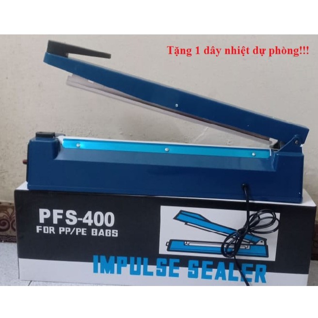 (TẶNG DÂY NHIỆT )máy hàn miệng túi PFS 400 (vỏ nhựa) dài 40cm, máy hàn miệng túi nilong, túi zip, máy ép miệng túi