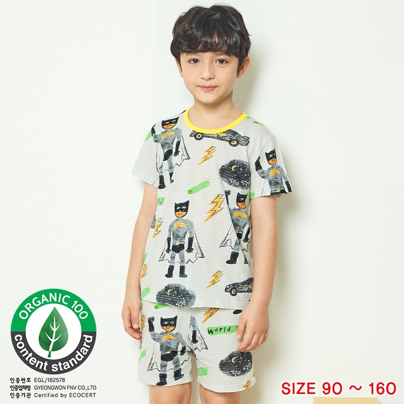 Đồ bộ ngắn tay mặc nhà cotton giấy cho bé trai U3012 - Unifriend Hàn Quốc, Cotton Organic