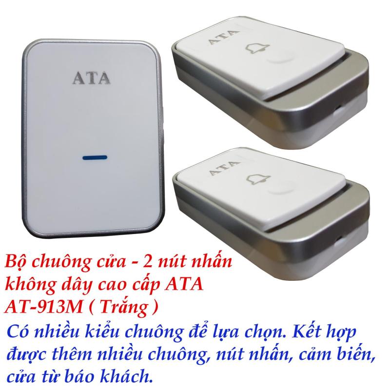 Bộ chuông cửa - 2 nút nhấn không dây loại tốt ATA AT-913M . Nhiều kiểu nhạc chuông. Kết nối đa năng.