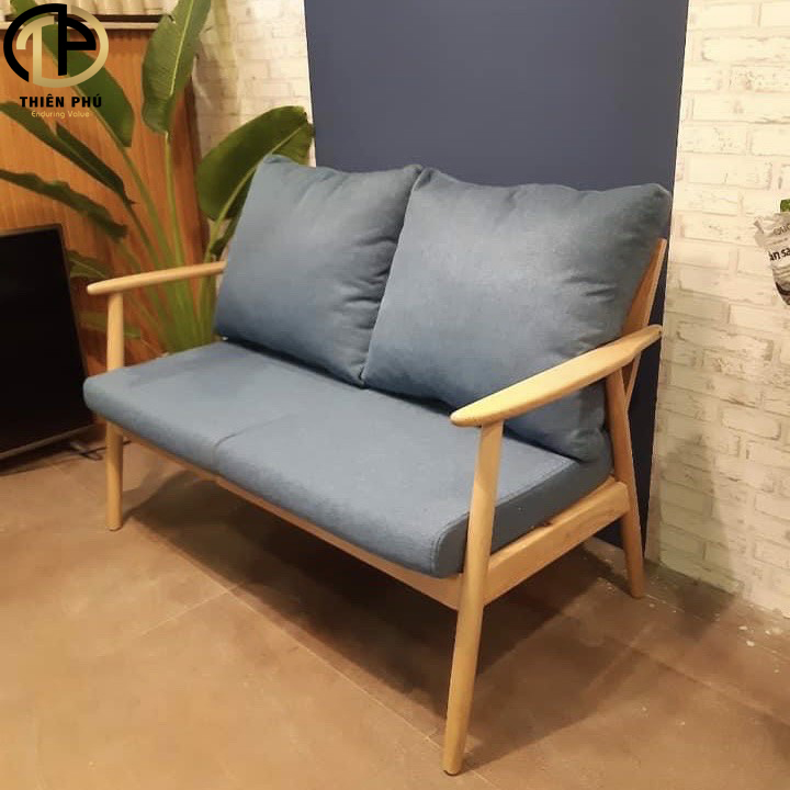 Sofa Cafe Đôi Gỗ Sồi Bọc Da Cleo Hoặc Nỉ Hàn Tùy Chọn Màu/ Thiên Phú Furniture - Bảo hành 12 tháng
