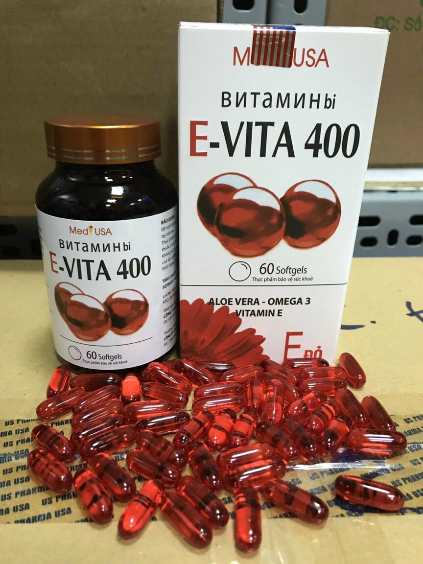 Viên uống đẹp da Evita 400 vitamin E đỏ Nga - Giúp Da Trắng Sáng, Mờ Các Vết Thâm Sẹo, Nám Tàn Nhang-Hộp 60 Viên - - Viên uống