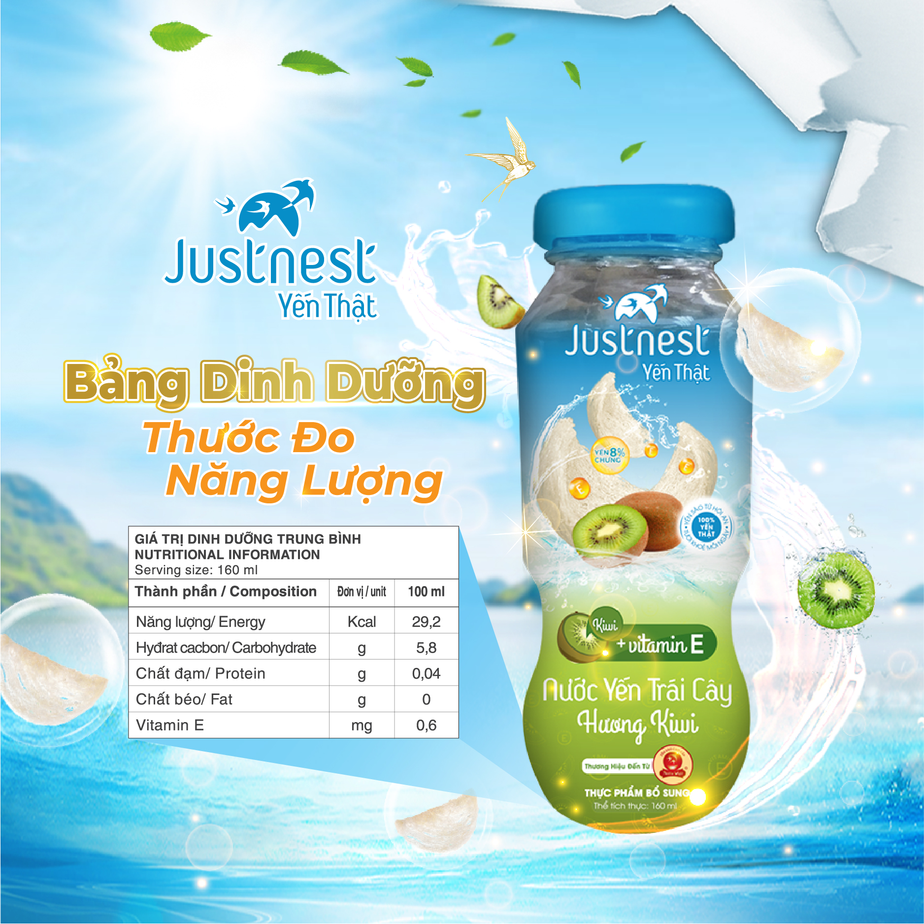 Nước yến thật Justnest 8% yến chưng (chai 160ml)