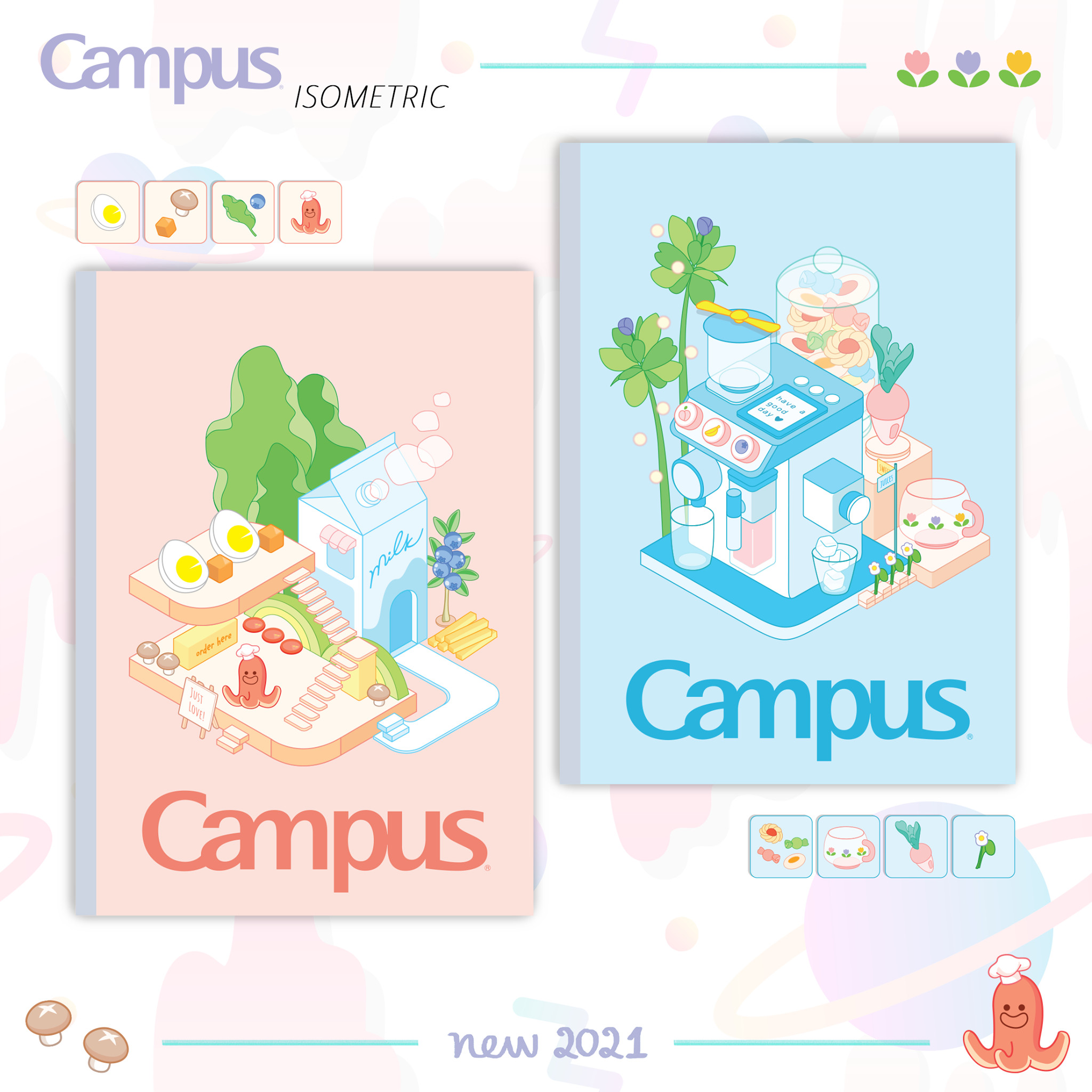 [Mẫu mới 2021] Lốc 10 vở KN có chấm Campus ISOMETRIC 80 trang