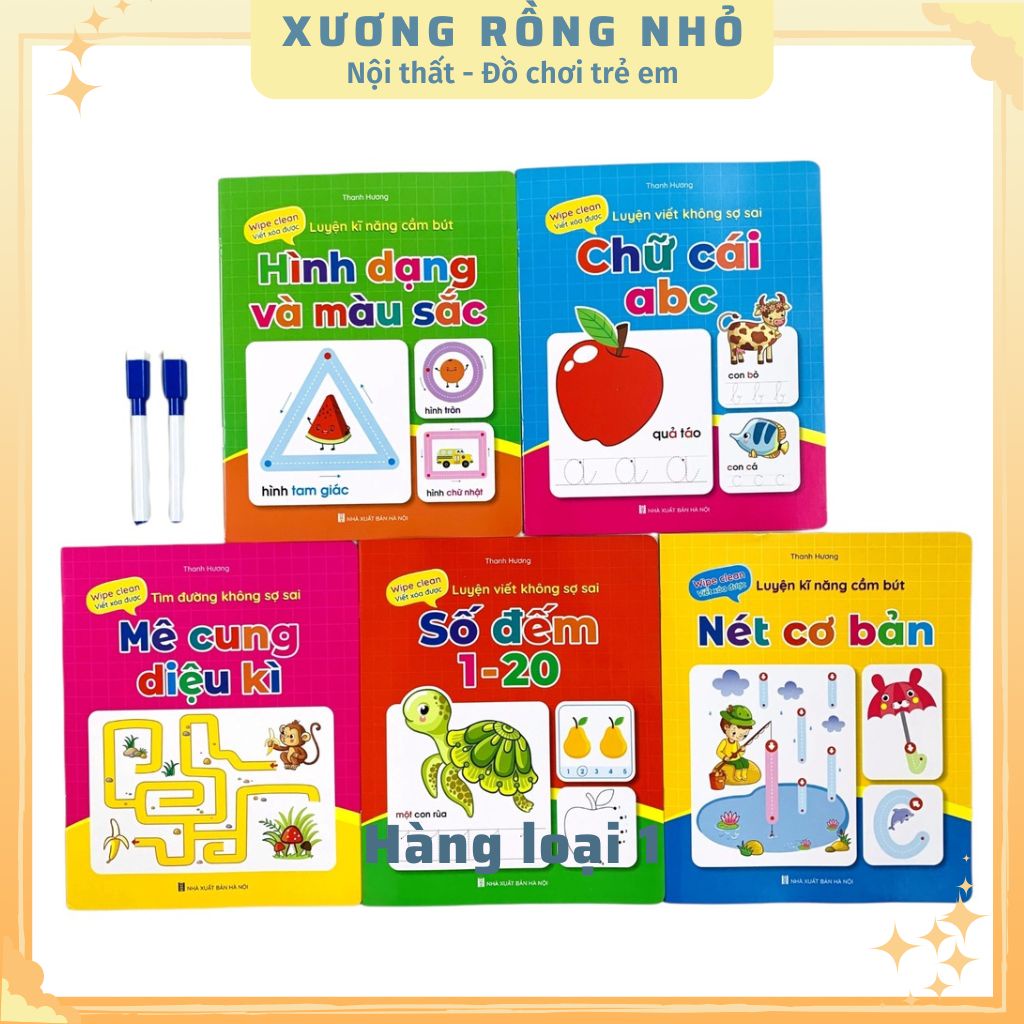 Bộ vở viết xóa được - wipe clean: luyện viết không sợ sai - tặng kèm 2 bút