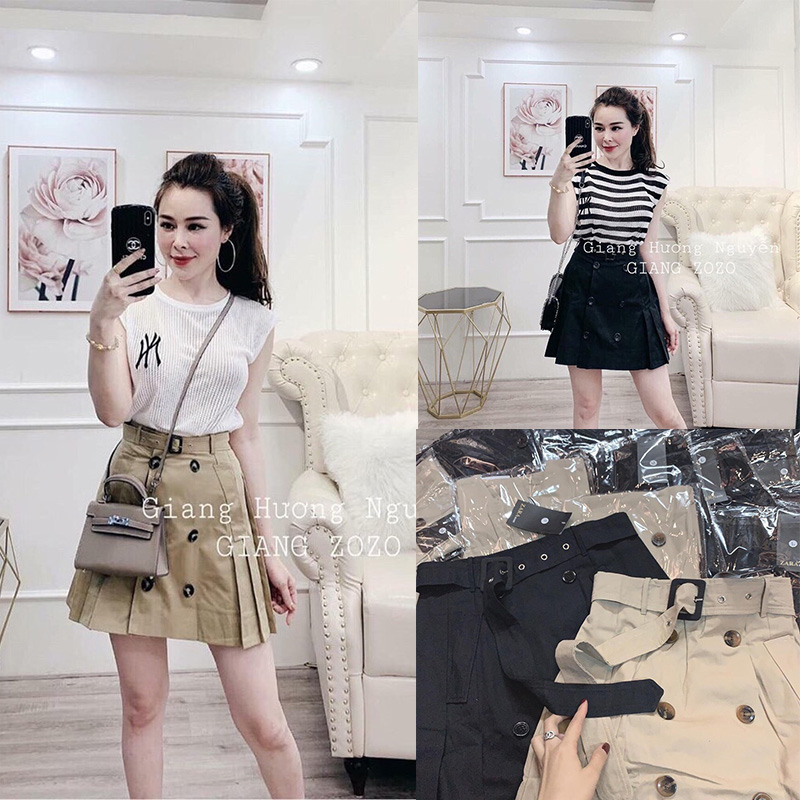 Chân váy A nữ kaki kèm đai LS_CV150