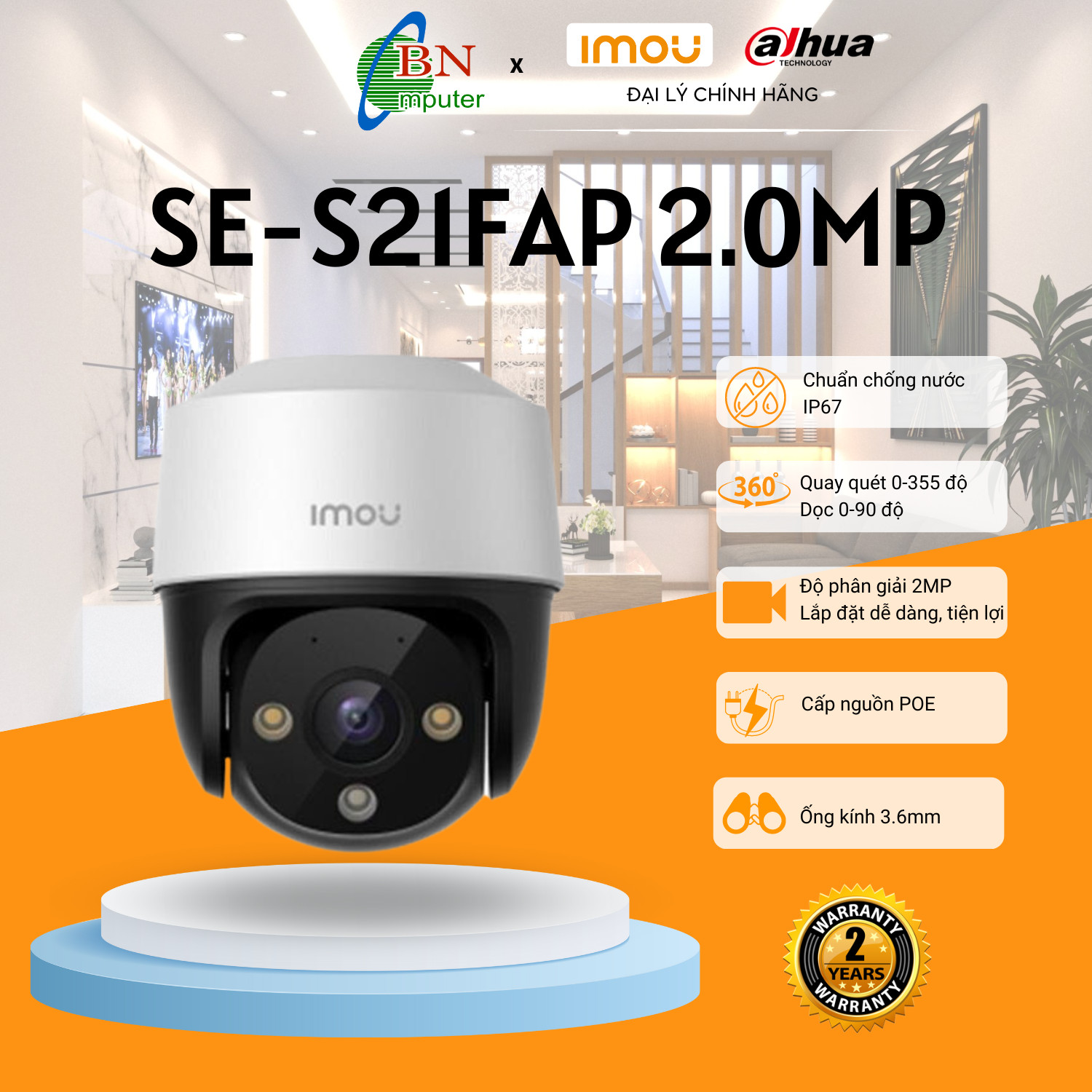 Camera imou poe cruiser se-s21fap 2mp, camera ngoài trời