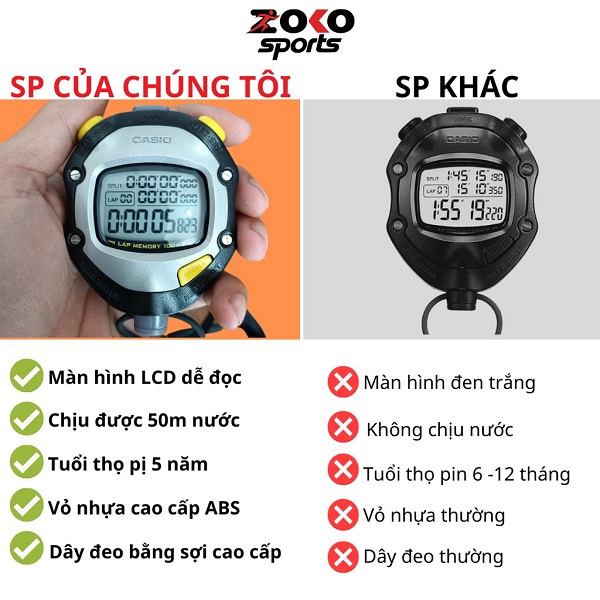 Đồng hồ bấm giờ Casio HS-70W 100 Lap thể thao
