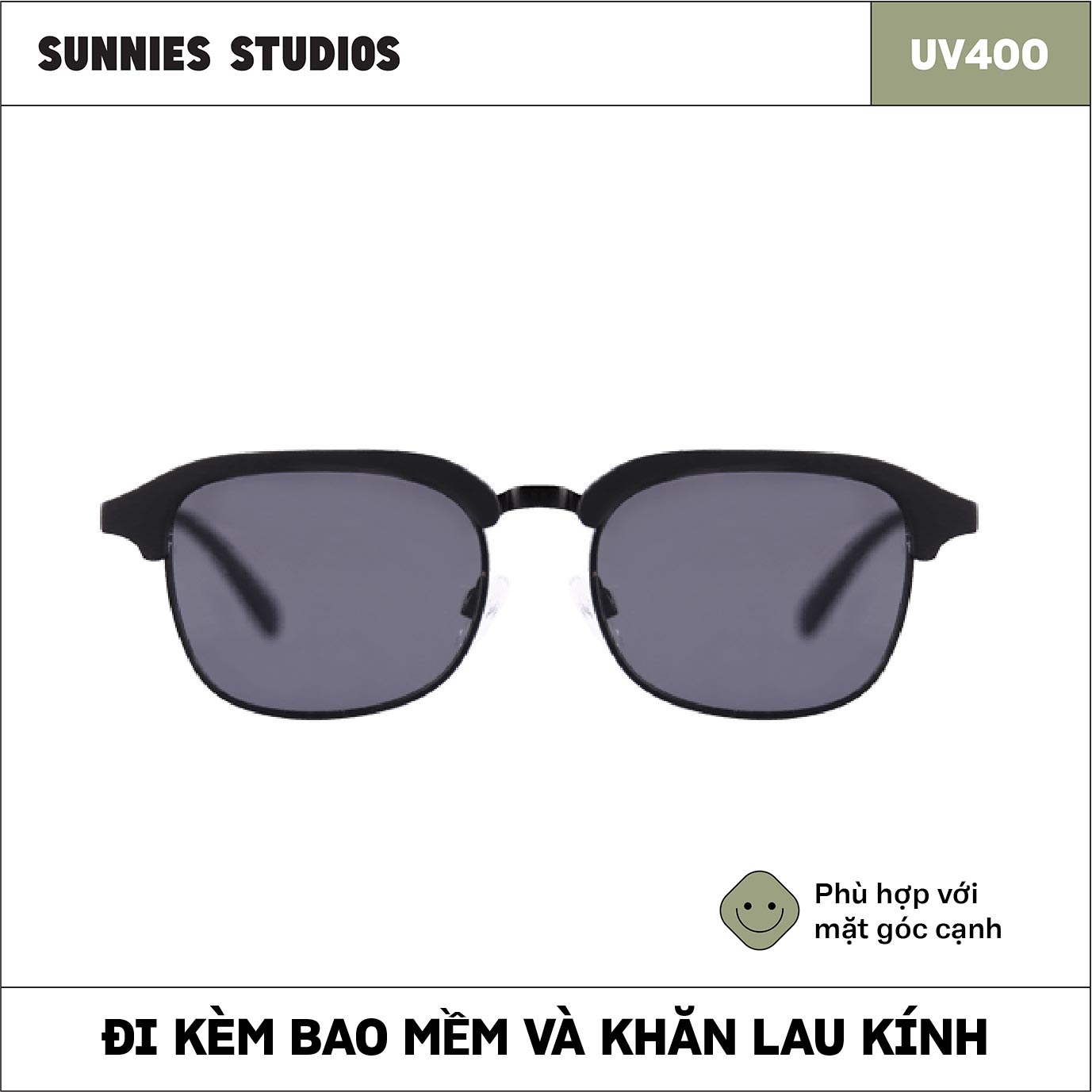 Kính mát Sunnies Studios Gọng Vuông Castro in Ink