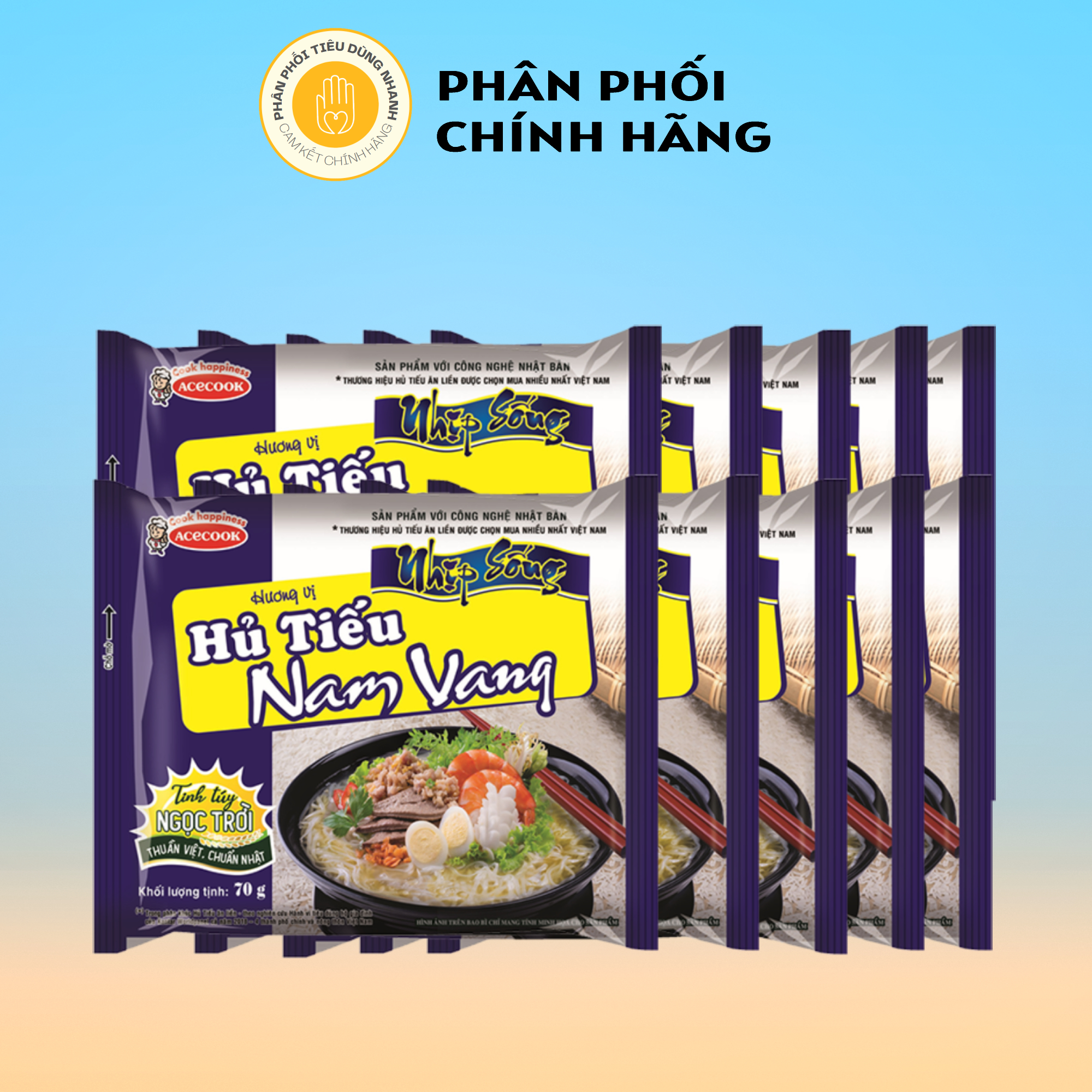 Combo 10 gói hủ tiếu nam vang nhịp sống thương hiệu acecook gói 70g