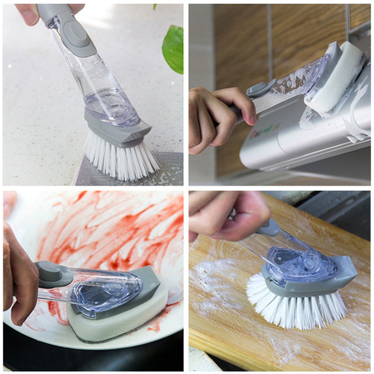 Miếng Rửa Chén Tay Cầm Dài Bàn Chải Nồi Chổi Cọ Bát Đĩa Hộp Đựng Xà Phòng Kháng Khuẩn Bồn Rửa Nhà Bếp Máy Chà Sàn Tự Động Bọt Biển Máy Rửa Chén