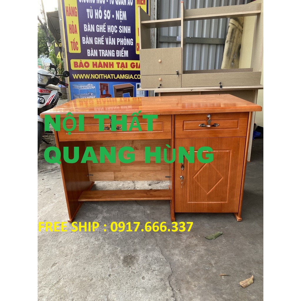 Bàn làm việc gỗ thông màu nâu rộng 1m2 - giao hàng trong ngày hcm