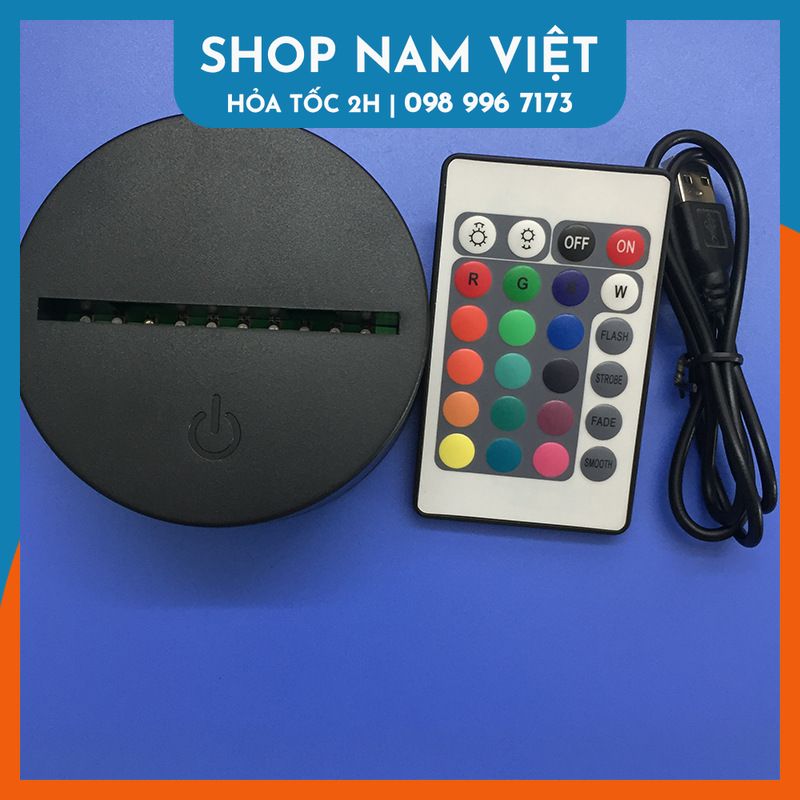 Đế Đèn LED 3D 16 Màu Cảm Ứng + Remote (không kèm tấm mica)