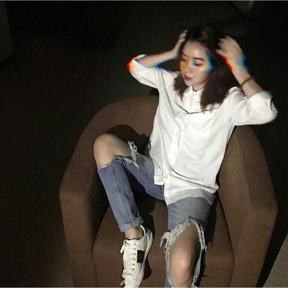 [HOT] Áo Sơ Mi Trắng Trơn Dài Tay 1 Túi Oversize Basic
