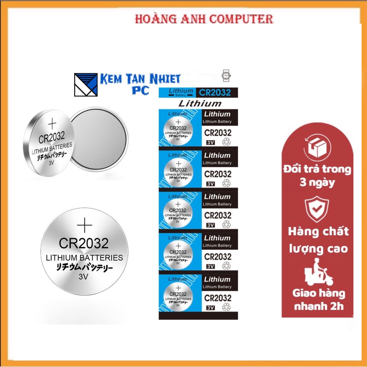 Vỉ 5 Viên Pin Cmos 3V Lithinum CR2032