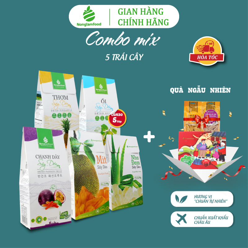 Combo 5 Hộp Trái Cây Sấy Dẻo Tốt Cho Sức Khỏe Nonglamfood | Tăng cường sức đề kháng | Bổ sung nhiều khoáng chất