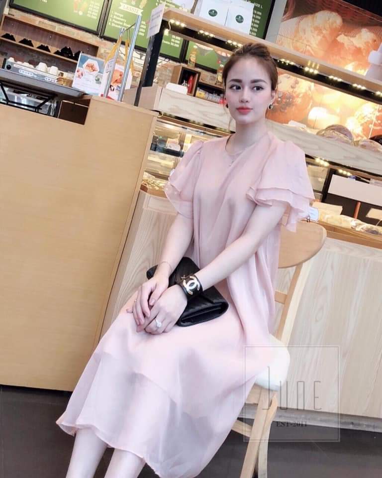 Đầm bầu xinh thời trang thiết kế kẻ sọc màu đỏ mùa hè 2022  Váy bầu giá rẻ