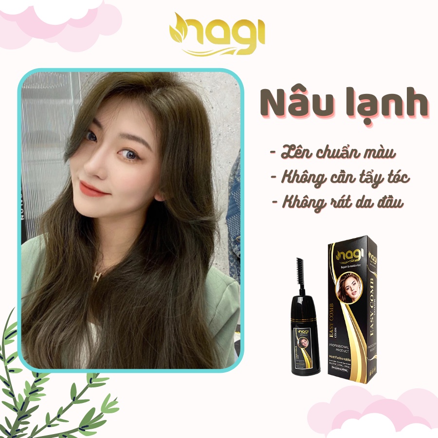 Dầu gội nhuộm tóc màu Nâu Lạnh Nagi Cold Brown 01 chiết xuất từ thiên