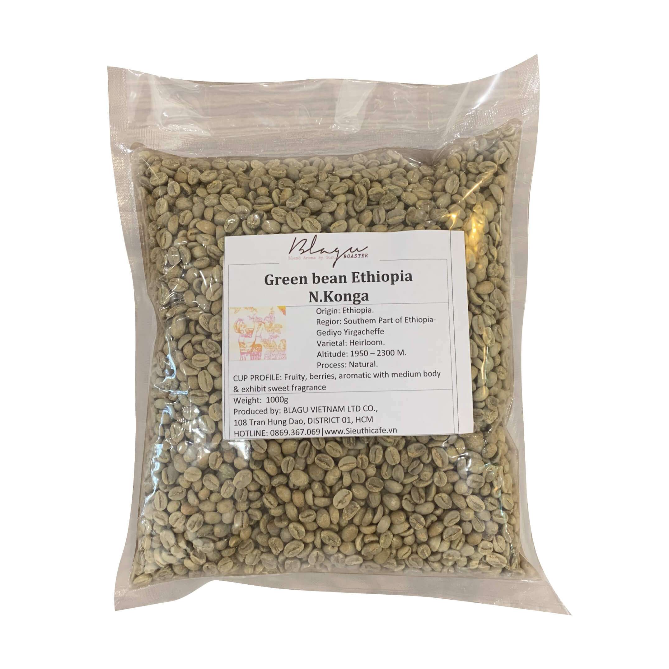 CÀ PHÊ NHÂN XANH ETHIOPIA N.KONGA- 1KG