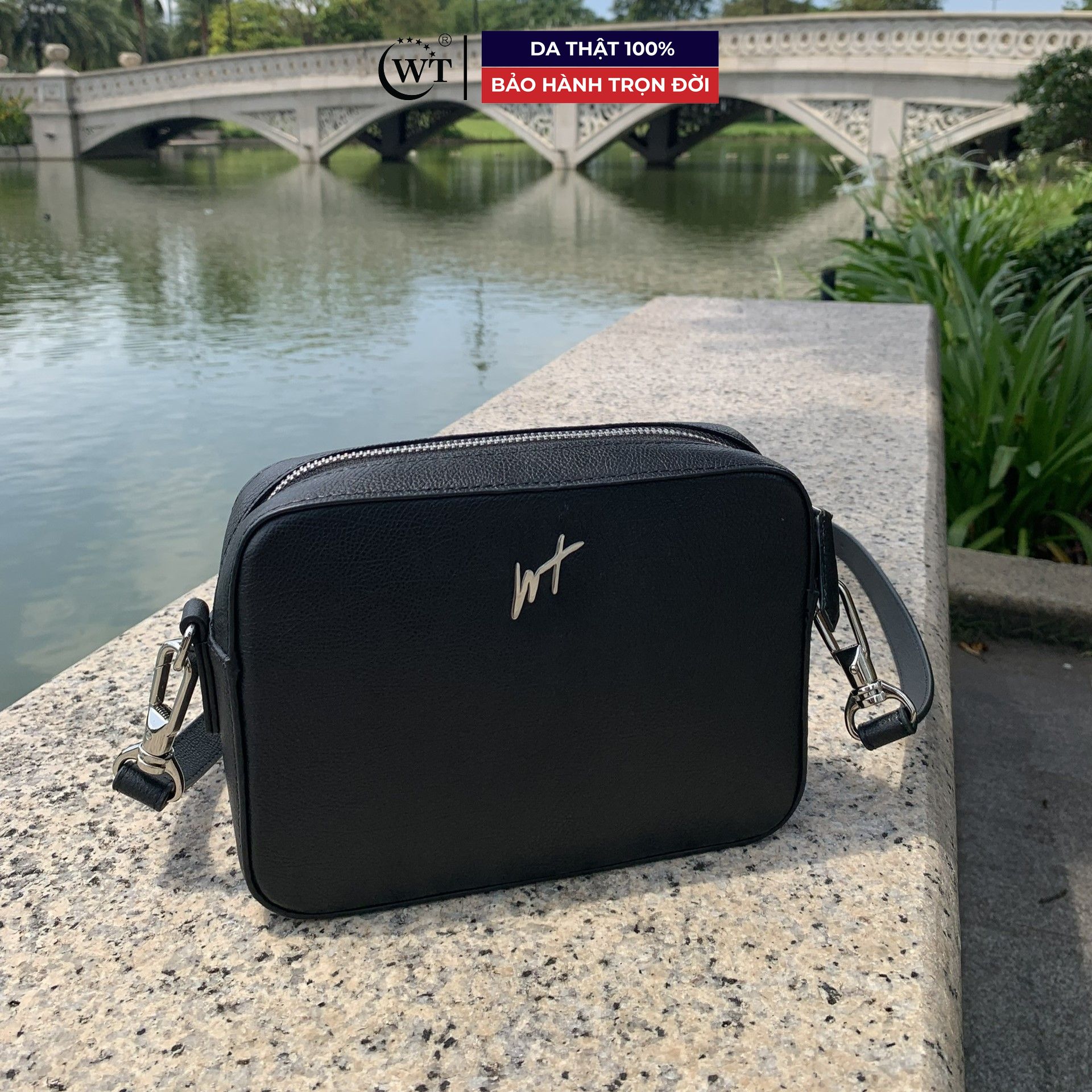 TÚI XÁCH NỮ WT Leather MINI MESSENGER Da Bò Thật . Mùa Đen, Đỏ