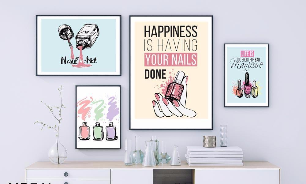 Canvas wall art print nail salon decor-nail art picture with 3 nails-size: 50x80cm