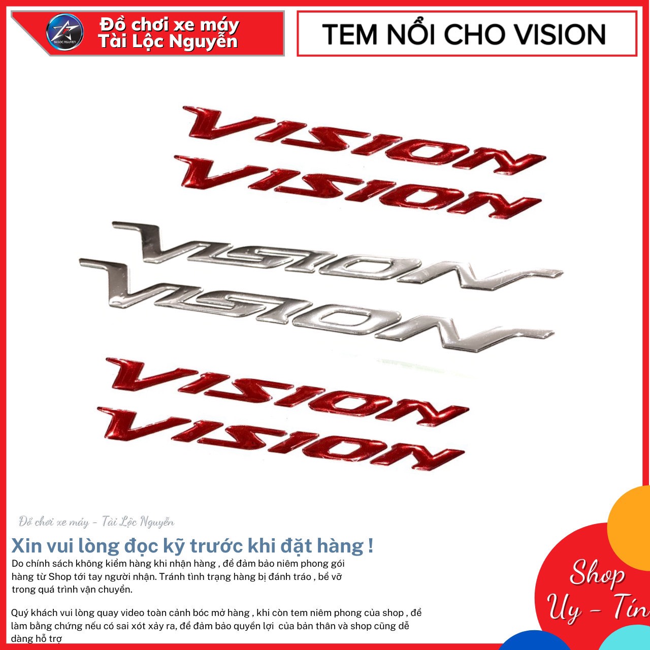 TEM DÁN CHỮ NỔI CHO HONDA VISION CÁC ĐỜI