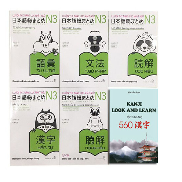 Sách - Trọn Bộ Soumatome N3 (5 Cuốn) + Kanji N3 Và N2 - Luyện Thi Năng Lực Trình Độ N3