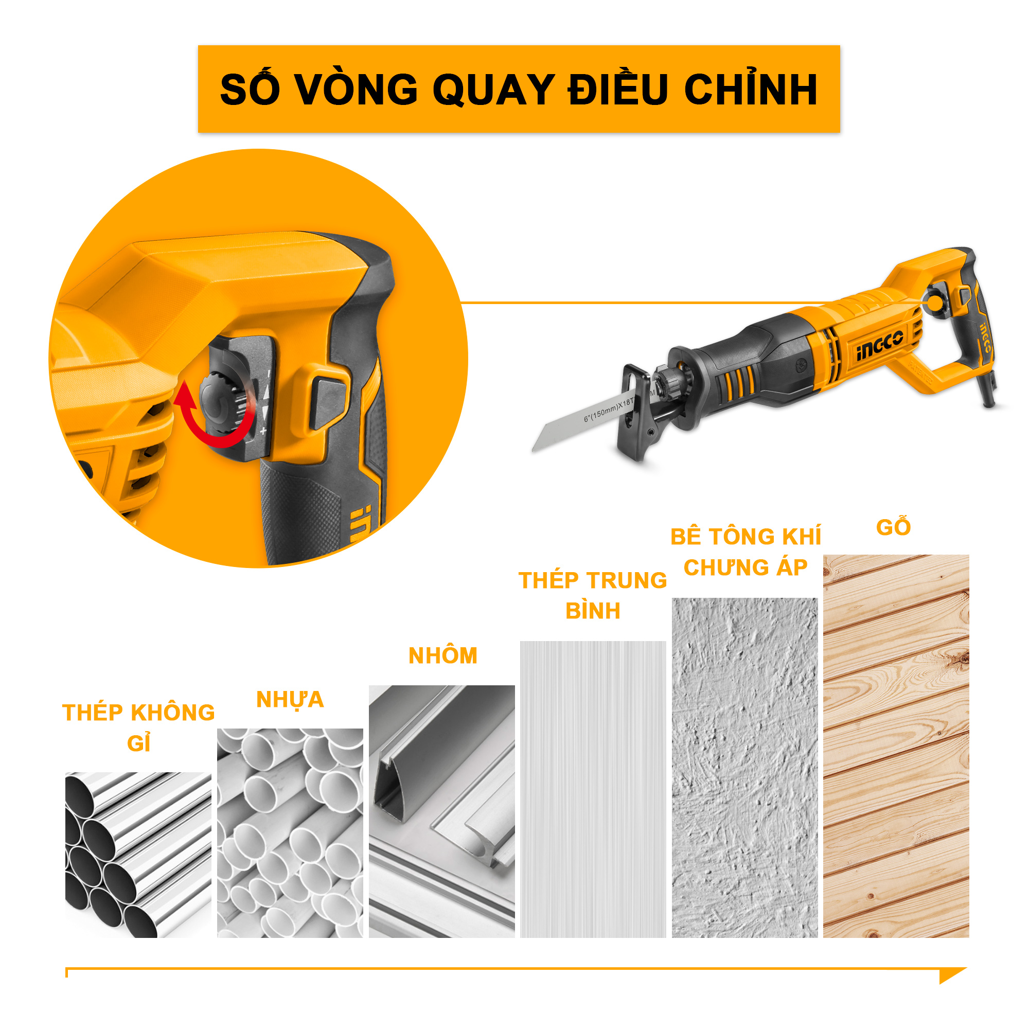 Cưa kiếm dùng điện INGCO RS8008