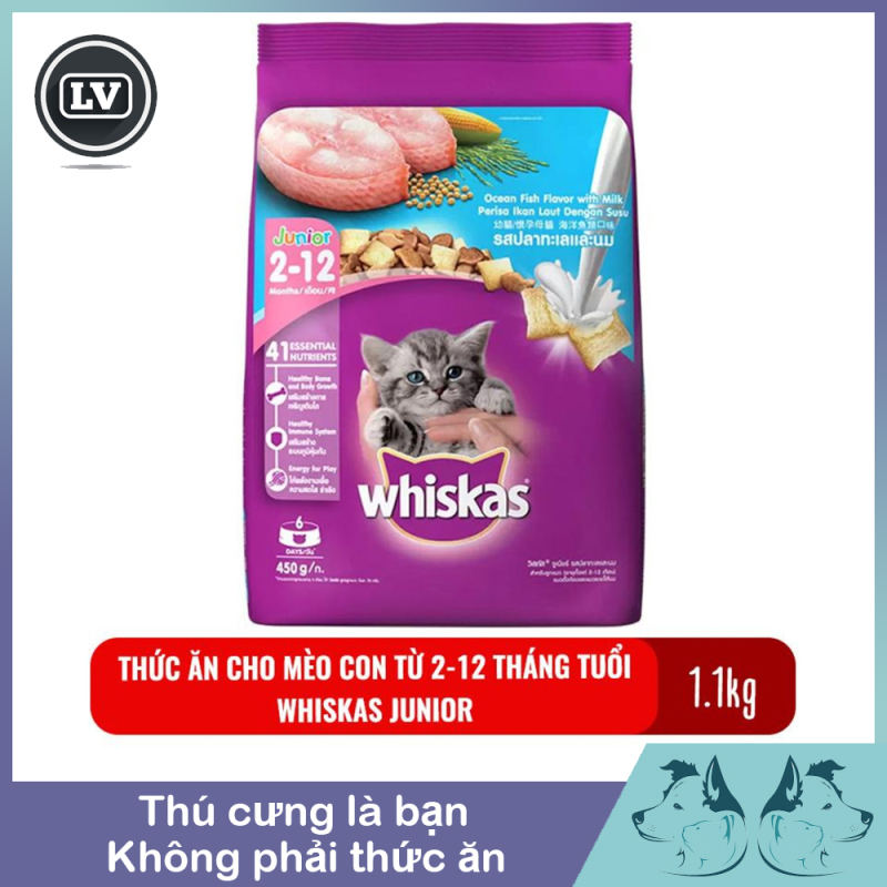 Thức ăn cho mèo con từ 2-12 tháng tuổi Whiskas Junior 1.1kg